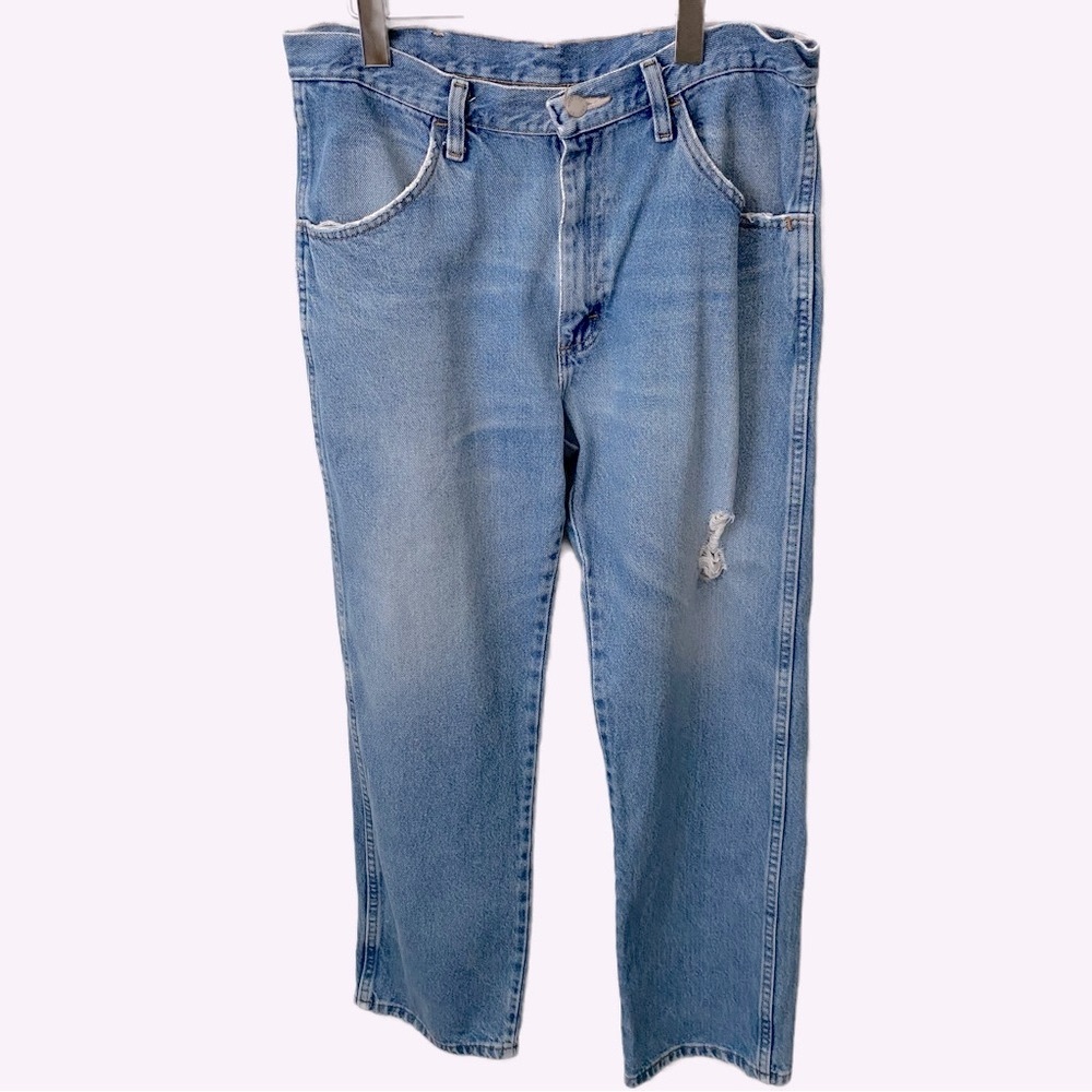 Rustler, Regular Fit Straight Leg Jeans 34X29 Med Blue Wash